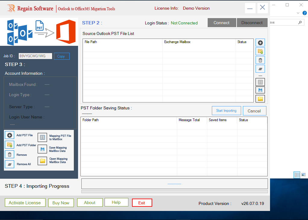 PST to Office 365 Software - Home Screen